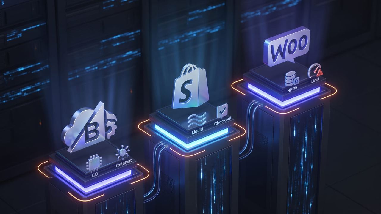 Engineering: BigCommerce vs Shopify vs WooCommerce: Which Platform Scales (illustration)
