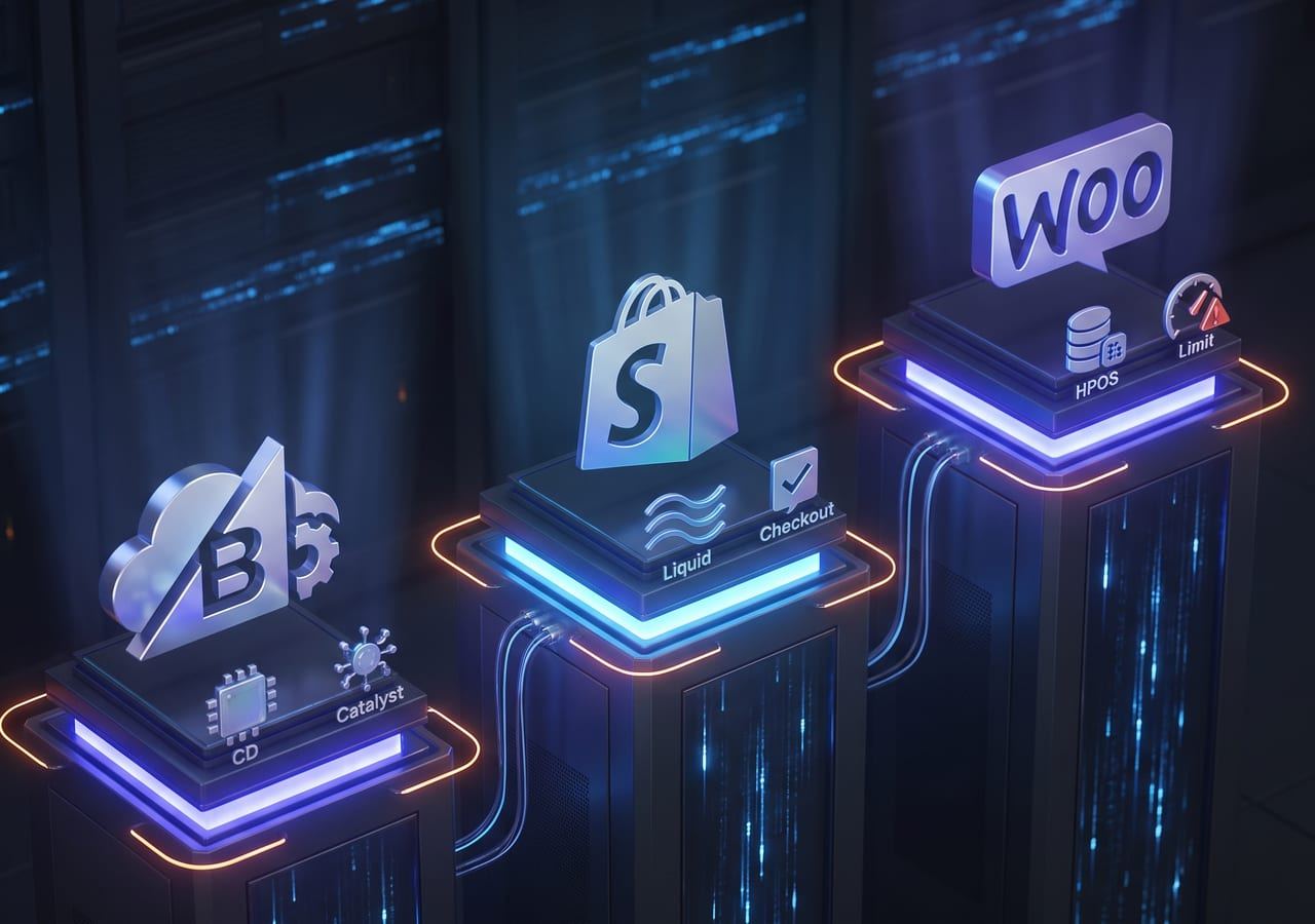 Engineering: BigCommerce vs Shopify vs WooCommerce: Which Platform Scales (illustration)