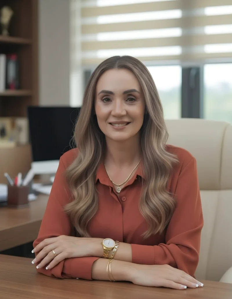 Dilek Yaylım, founder of Veluare, at her desk